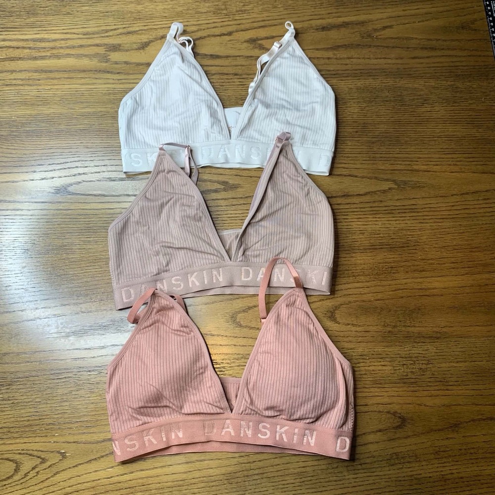 Danskin Ribbed Seamless Bralette Size L Multi-Color 3 Pack